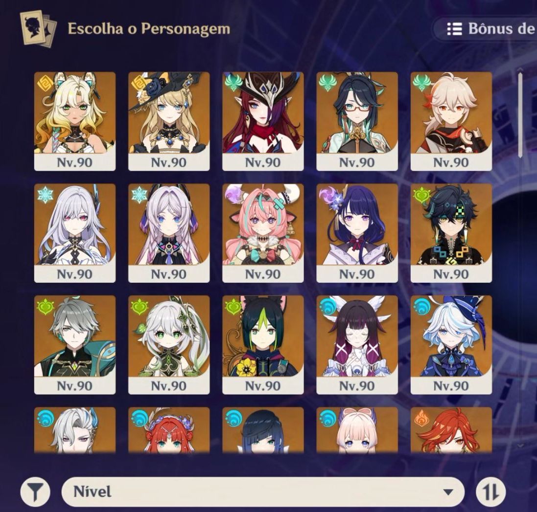 CONTA Genshin ENDGAME AR60 Com mais de 20 personagem