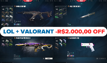 Conta LoL + Valorant com R$2.000,00 de desconto!! Skins exclusivas, Dono único