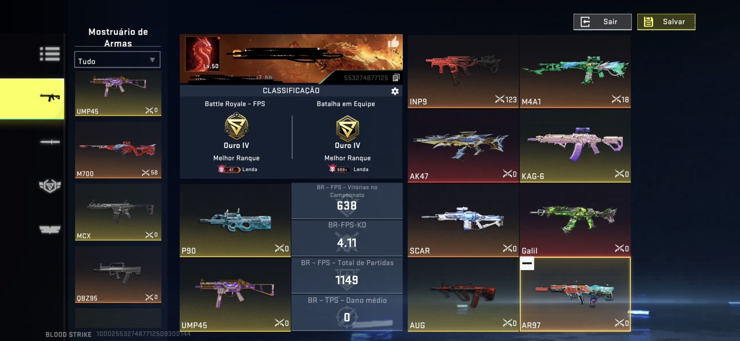 Conta de Blood Strike com eternas.