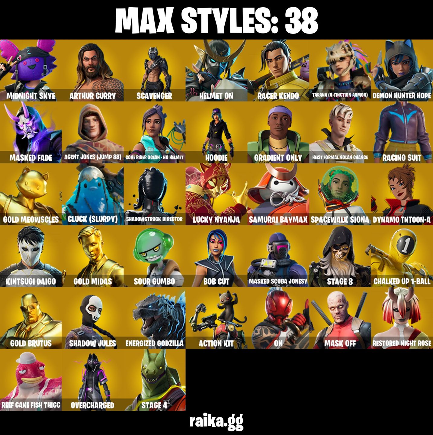 131 Skins - Gold midas, Foice, Lara croft, 30 Skins de loja (E-mail alterável)