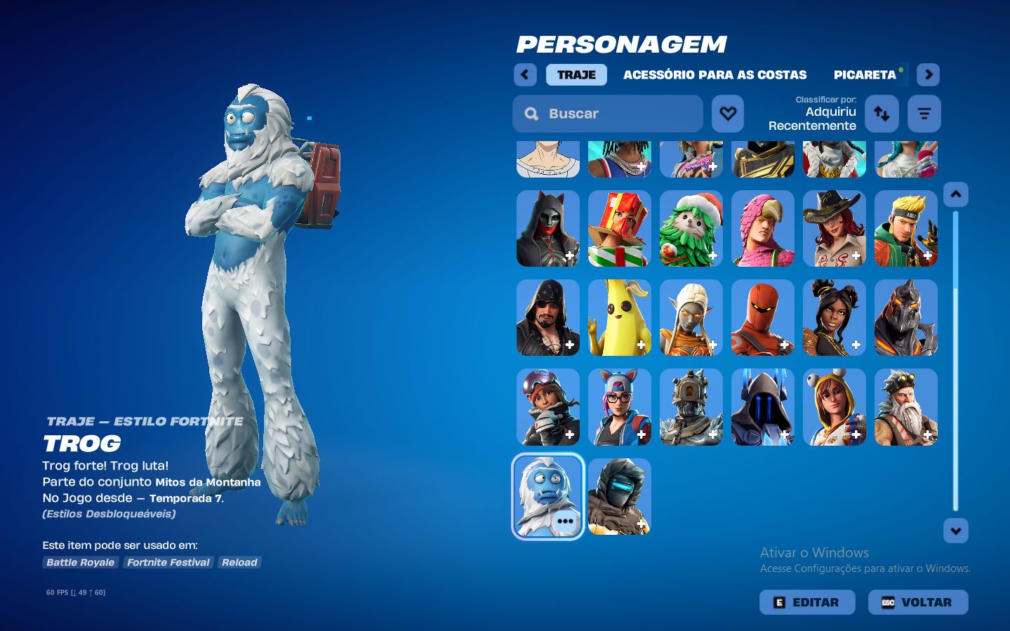 CONTA FORTNITE COM MACHADO DOCE, PLAYBOI CARTI, TAKE THE ELF E MUITO MAIS
