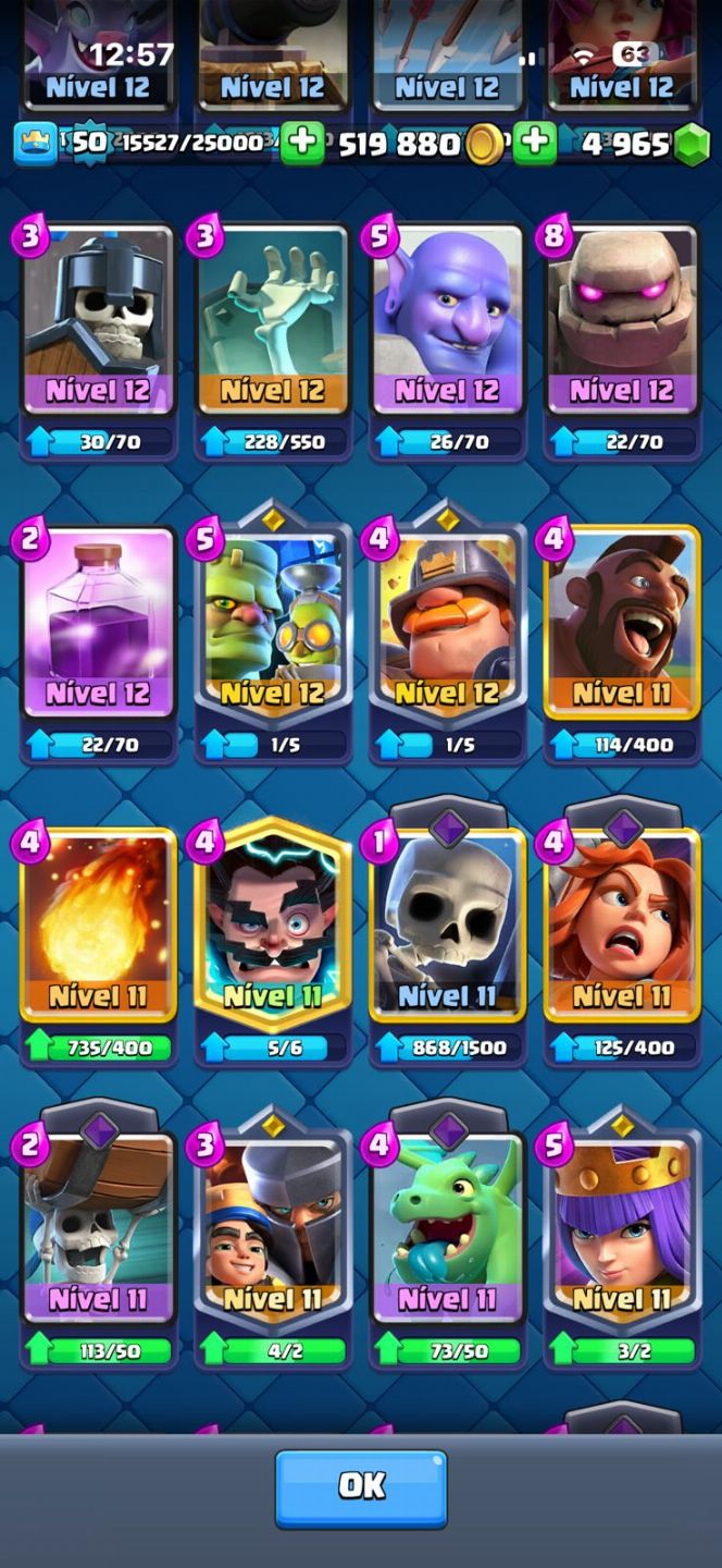 Conta de Clash Royale com quase todas as cartas, 8,3k de troféu e 9 evos!