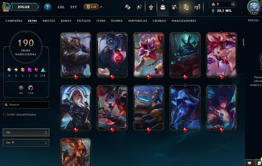 CONTA LEAGUE OF LEGENDS - 190 SKINS | NIVEL 610 | FULL ACESSO