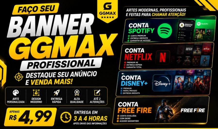 FAÇO BANNER GGMAX PROFISSIONAL | ARTE PERSONALIZADA + ENTREGA RÁPIDA
