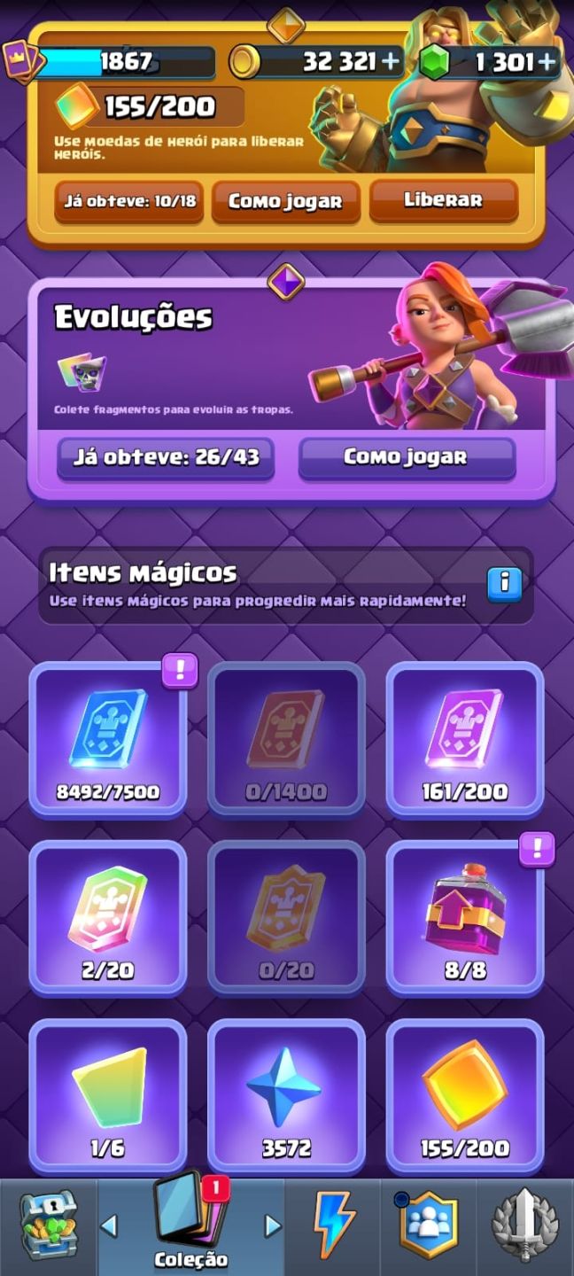 Conta Clash Royale ( MAIOR CAMPEAO )27 Cartas lvl Maximo/26 Evoluções /10 HEROIS
