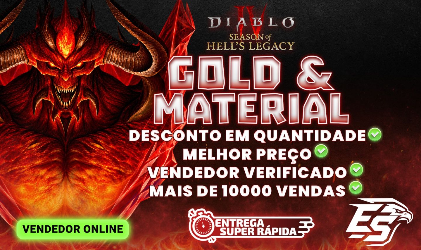 DIABLO 4 (TEMPORADA 15) - LEGADO INFERNAL - GOLD, ITENS, MATERIAIS, GEMAS....