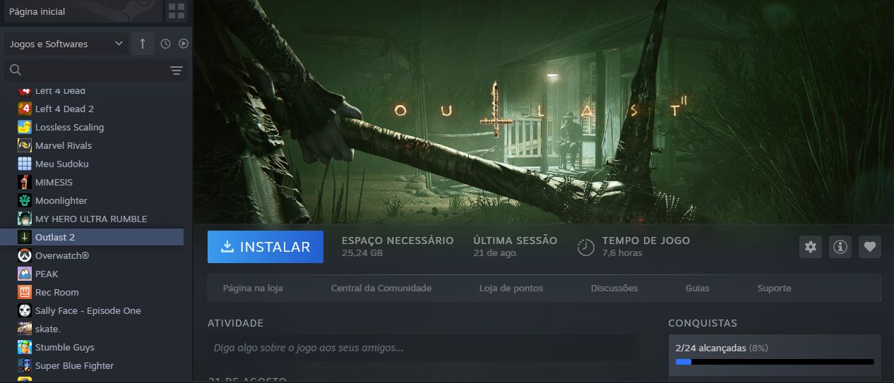 Conta steam com varios jogos, focada em dbd, com personagens pagos e skins