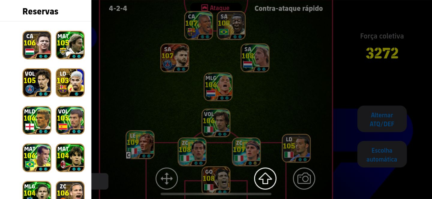 CONTA eFOOTBALL MOBILE | PELÉ 108 + MALDINI 108 + PIRLO 106 | FORÇA 3272