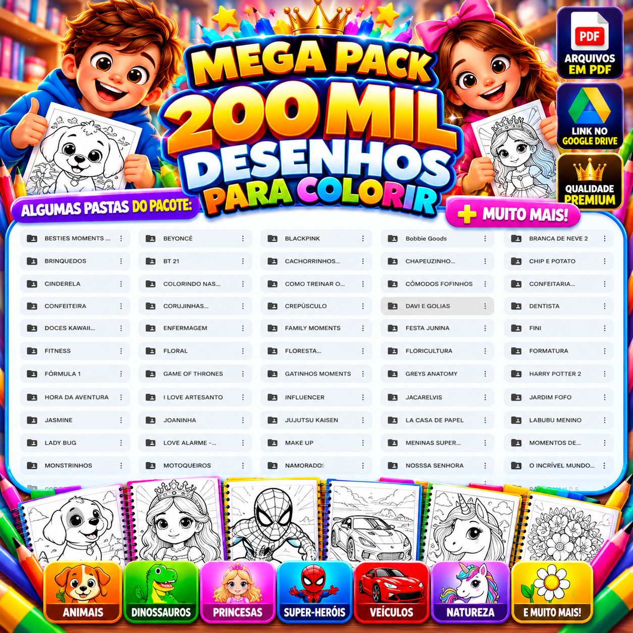 200 Mil Desenhos Para Colorir Infantil - Mega Pack PDF [Entrega-automática]