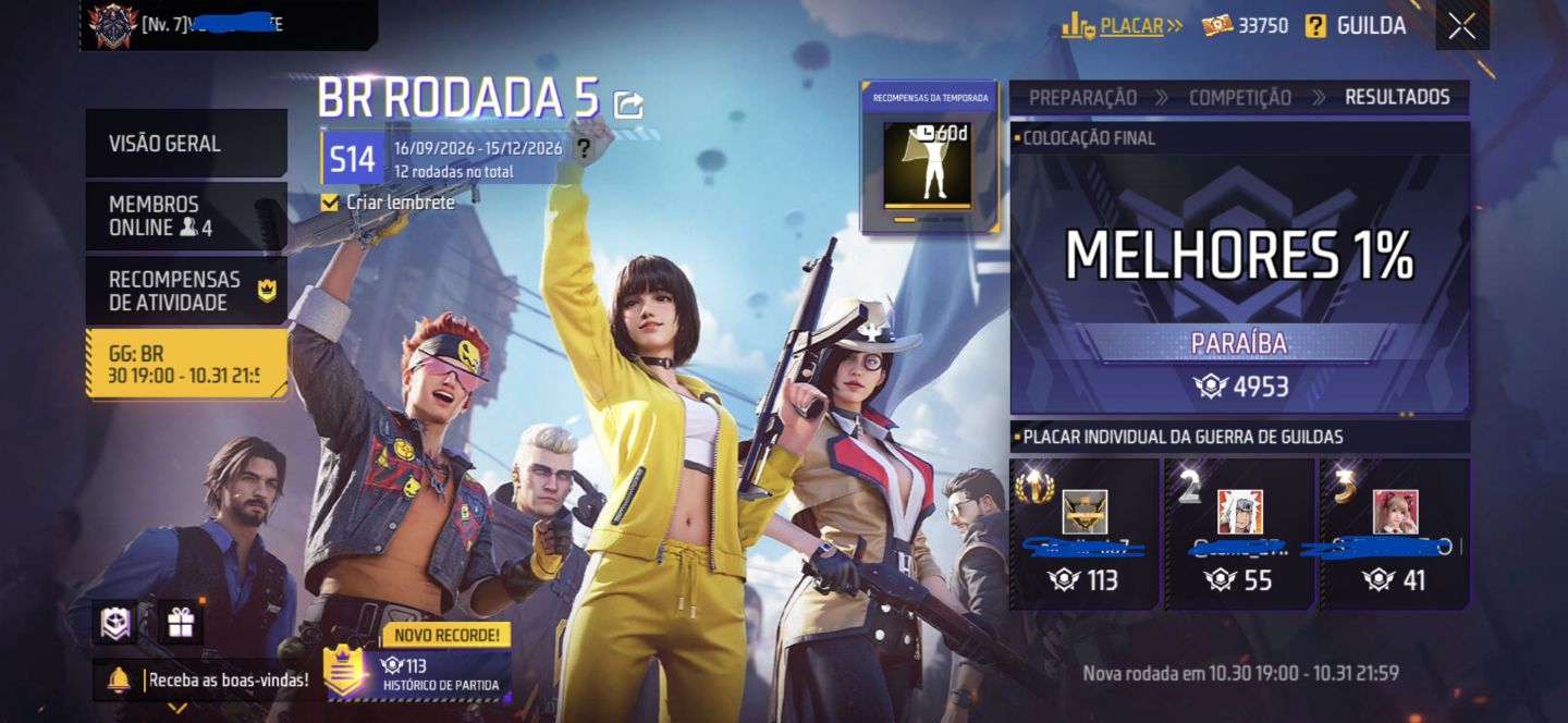Gilda ff upada com mais de 800k de pontos com 55 Slots e mais de 4k pontos gg
