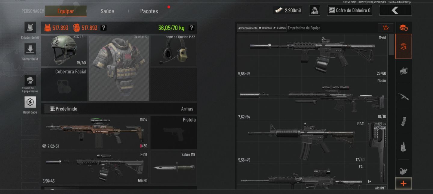 OFERTA (CONTAS ARENA BREAKOUT MOBILE) 4.7M ARMAZÉM + 2.2KK KOEN + CAIXA SEGURA