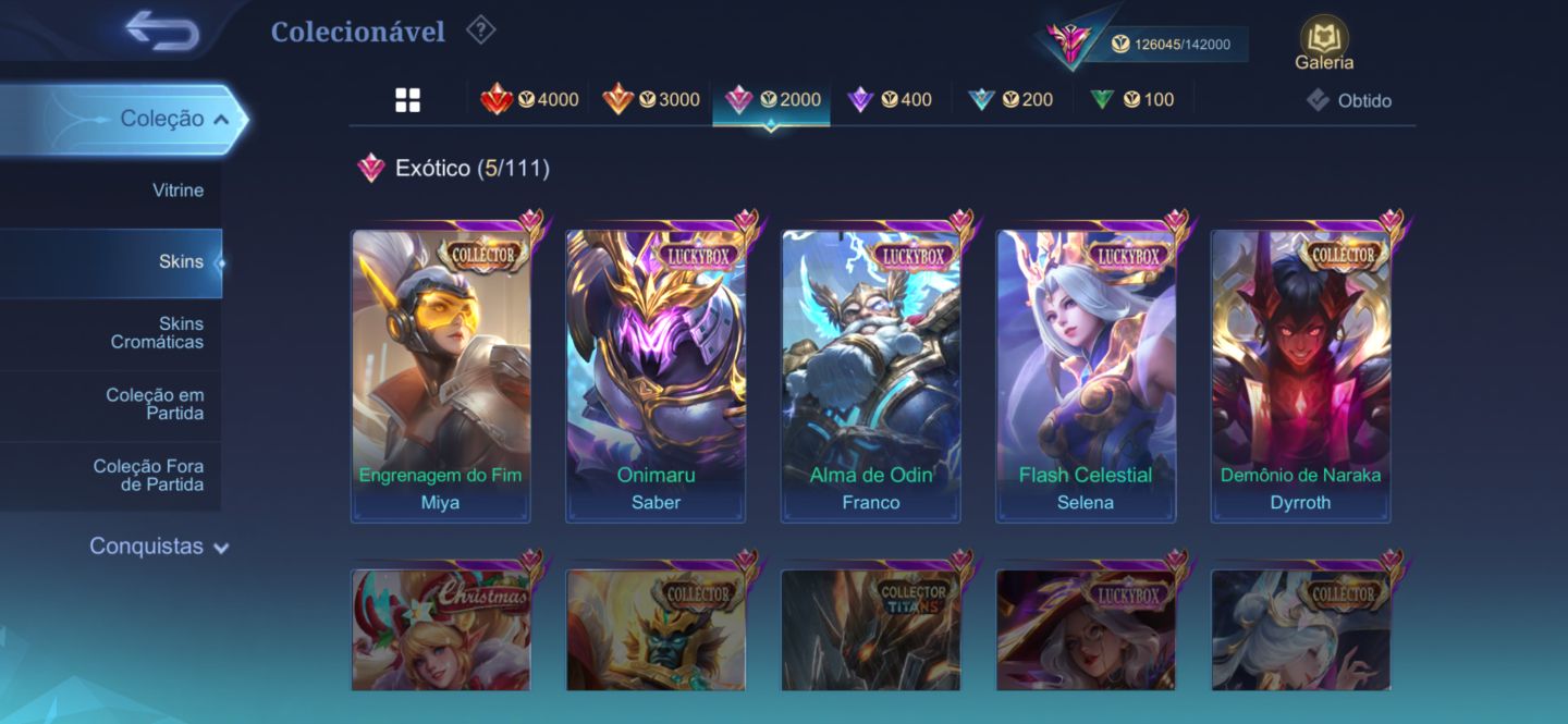 CONTA DE ELITE MOBILE LEGENDS TIER COLECIONADOR PRESTIGIADO II