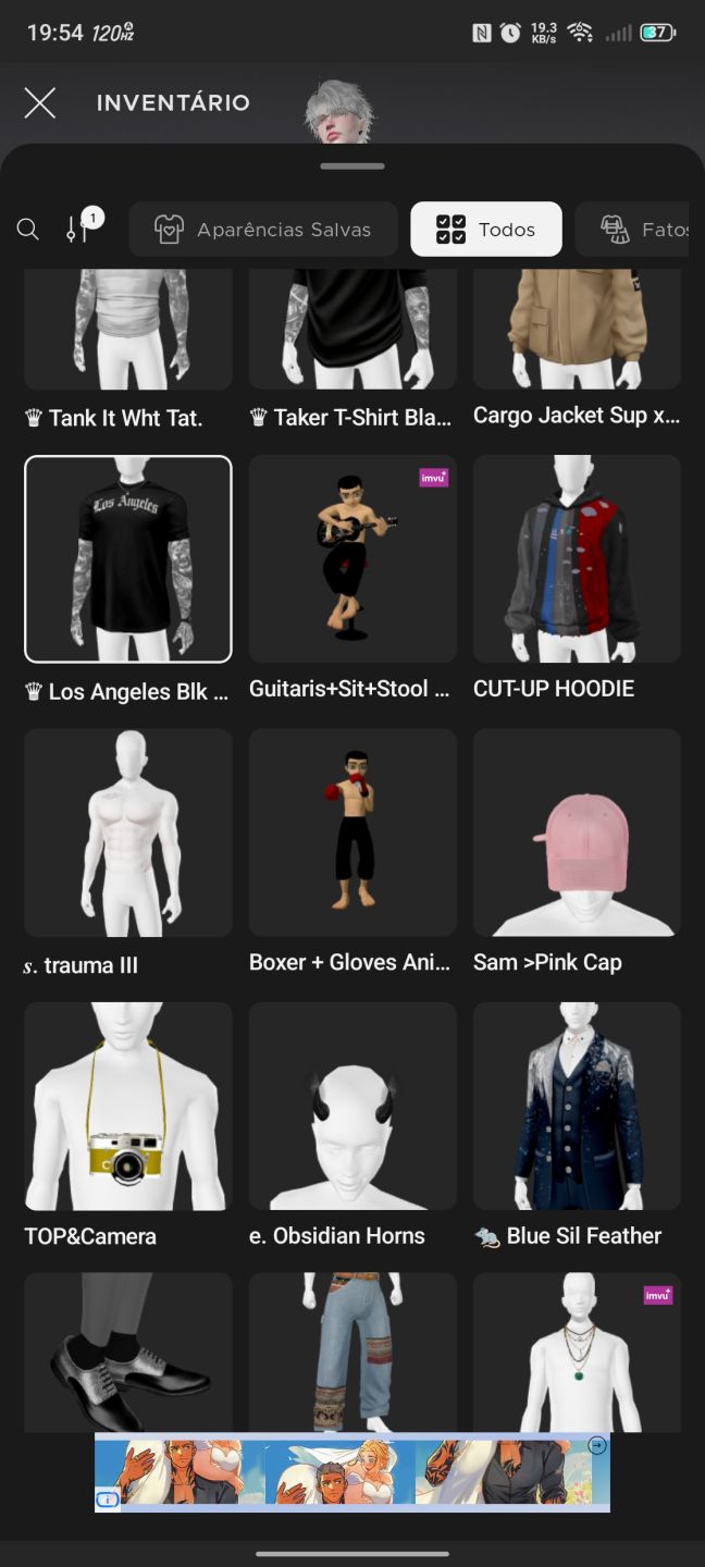 Conta IMVU, masculina com mais de 150 ítens (preço negociável)
