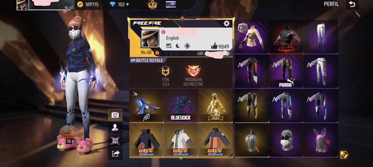 Conta de Free Fire gemada unissex
