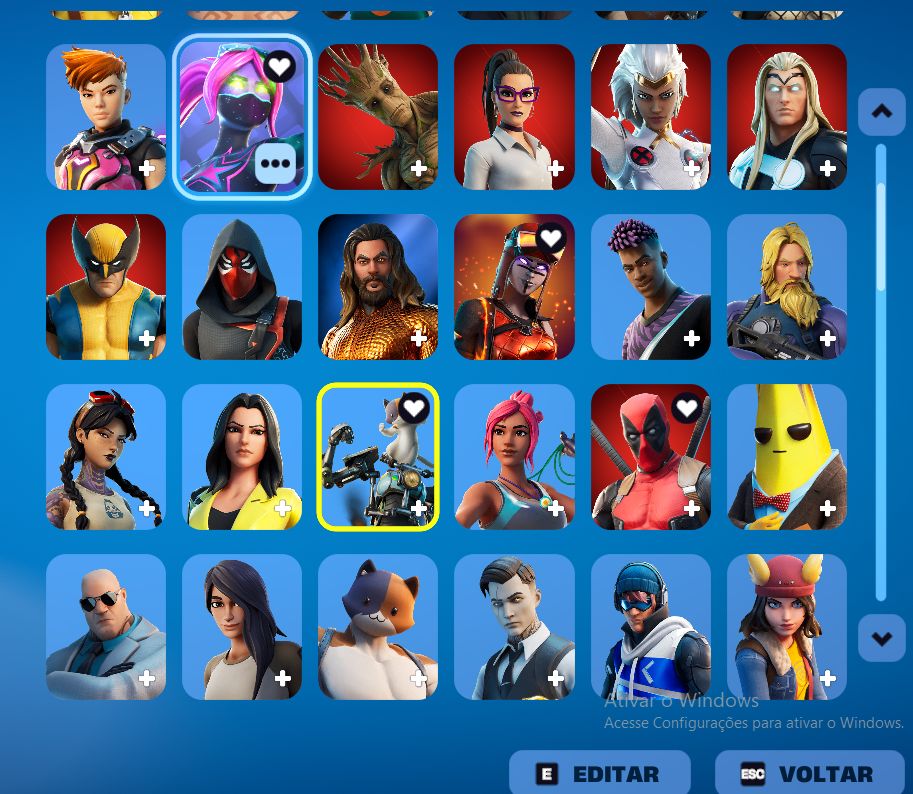 Conta OG fortnite cap 1 season 2, lv 1250, 128 skins. conjunto fundador + mako