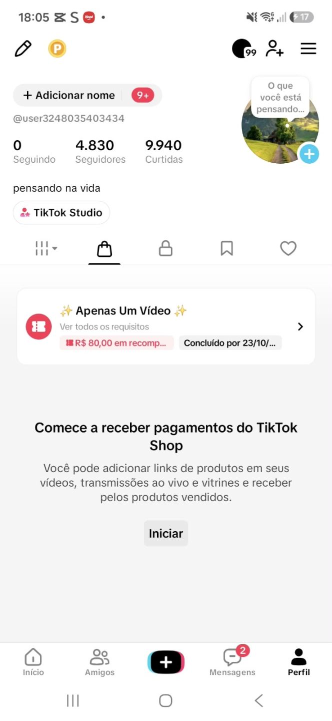 CONTA TIKTOK 4,8K SEGUIDORES, SHOP APROVADO | NICHO NOVELAS | SEM DOC | LIVE CEL