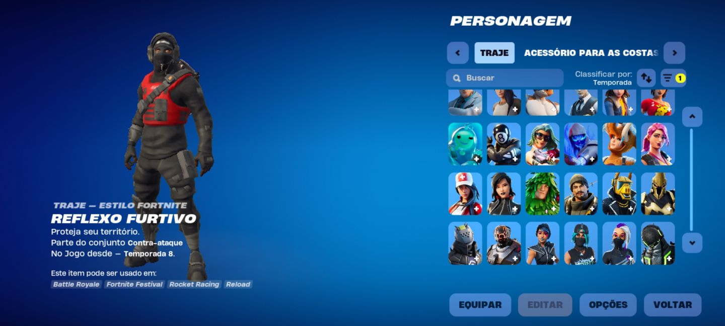 Conta Fortnite(Stealth Reflex, Kratos Full, Peixoto World, Mako), 15+ jogos Epic