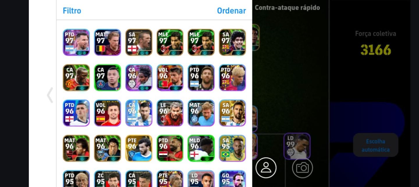 CONTA EFOOTBALL MOBILE RARA FORÇA 3166