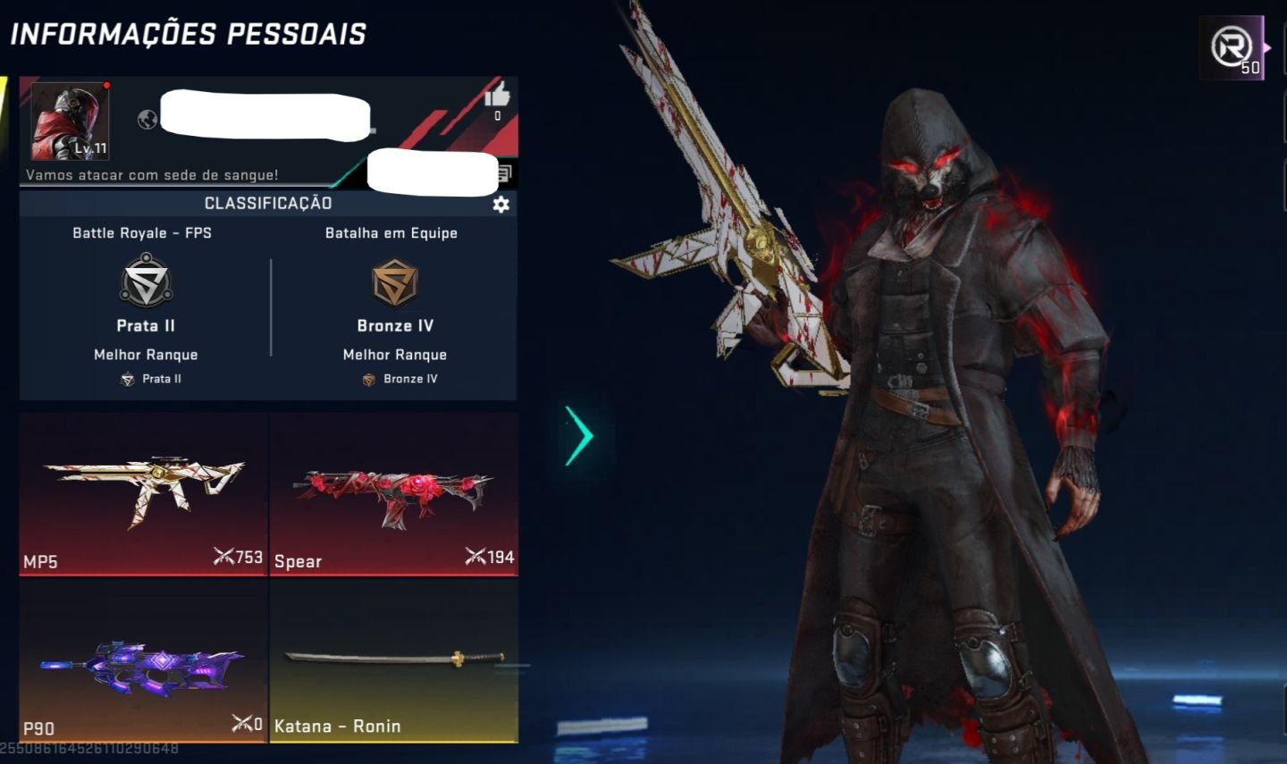 CONTA BLOOD STRIKER COM MP5 E SPEAR ETERNO