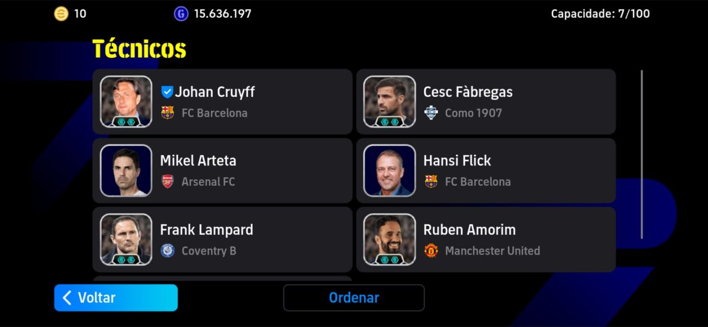 Conta do Koeman 107 e Puskas com 3230 de força