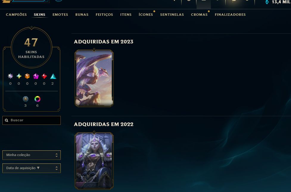 [Entrega Automática] Conta Lol Ouro, 47 Skins, 13K Ea, Upada na Mão, 100% Segura