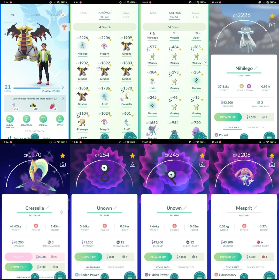 Pokemon go LVL 21 | 12 LENDÁRIOS + ULTRA BEAST + 8 SHINIES D203