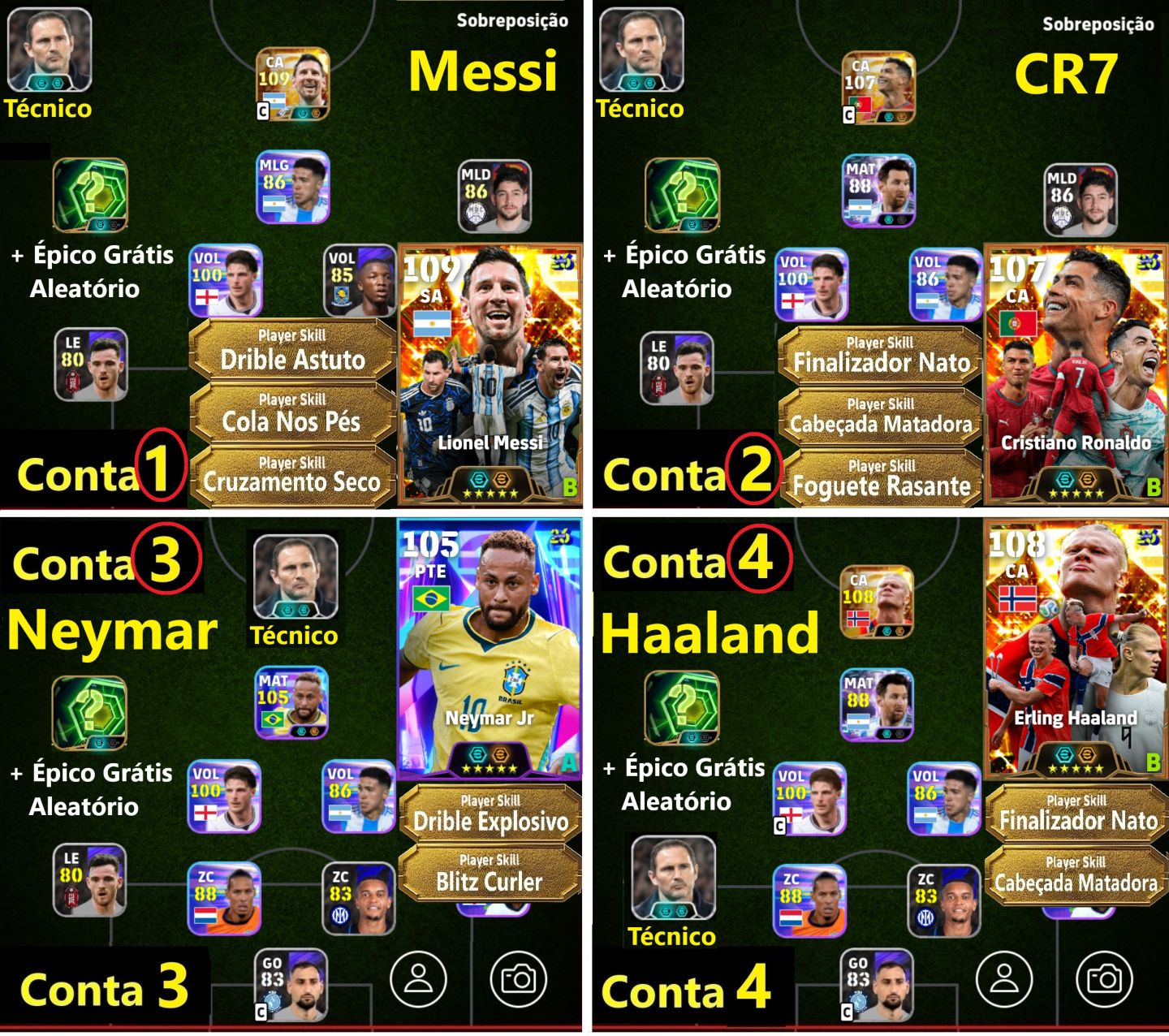 Contas efootball ( Epicos Pagos e Upadas )