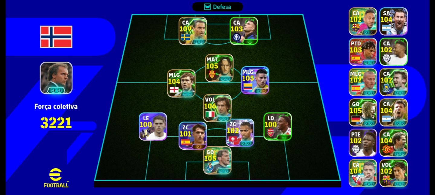 Conta de efootball, Zlatan Ibrahimovi 109, Pirlo 106