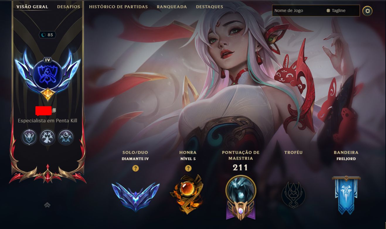 LOL BR | DIAMANTE IV | 97 SKINS | 2 MÍTICAS | 4 LENDÁRIAS | HONRA 5