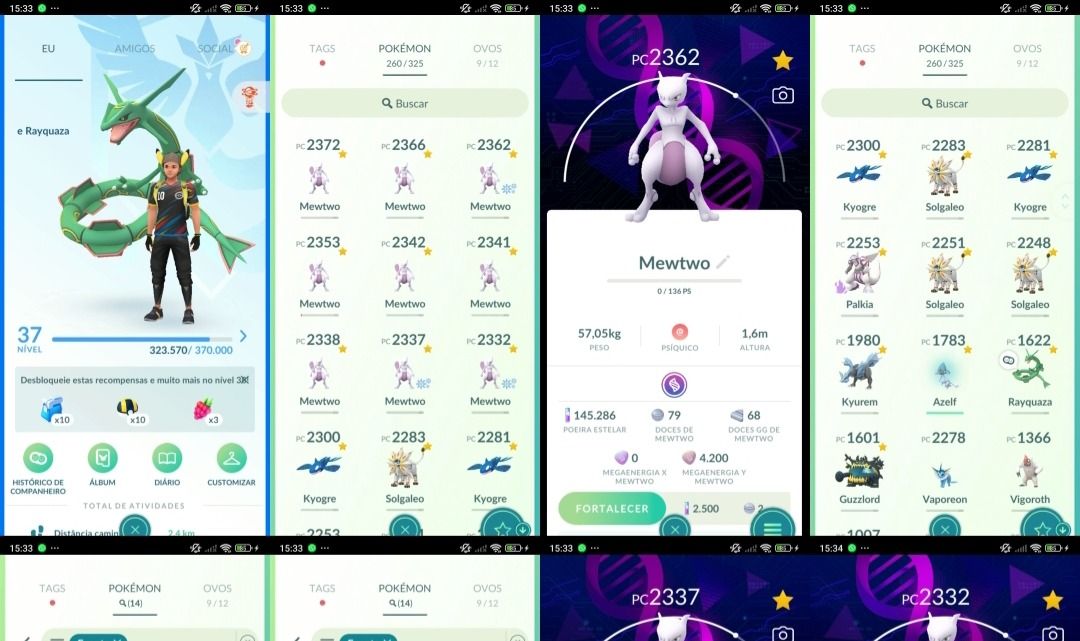 Pokémon GO Lv. 37 | 9 Mewtwo | 3 Solgaleo | Kyogre | 14 Eventos Q315