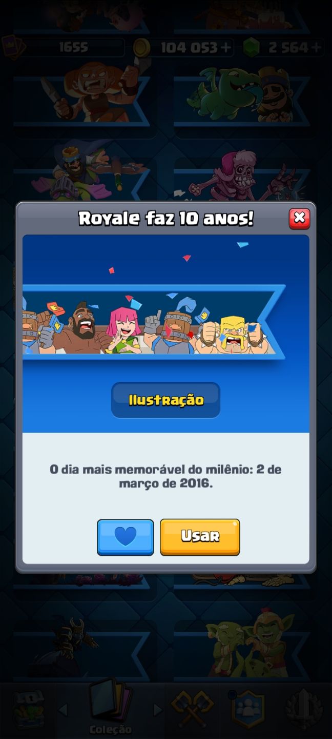CONTA CLASH ROYALE 11.041 TROFEUS NV 15 + 3 MAX NV16 + 104K OURO + 2564 GEMAS
