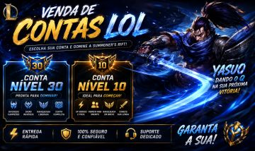 CONTA LOL (UP A MÃO)- NVL 30 E NVL 10, SKINS E BÁUS PARA ABRIR. PROMOÇÃO!!!!!