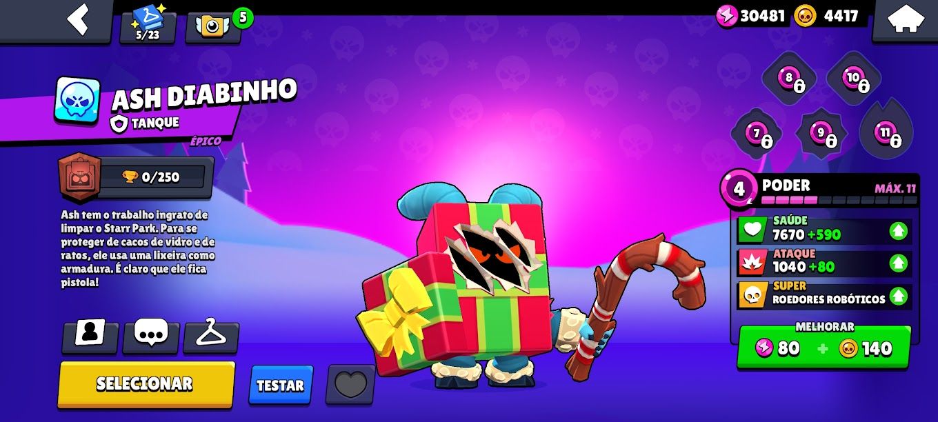 Conta de Brawl Stars 21k de trofeus e skins raras.