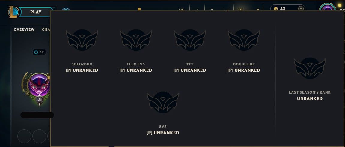 Conta LOL Unranked