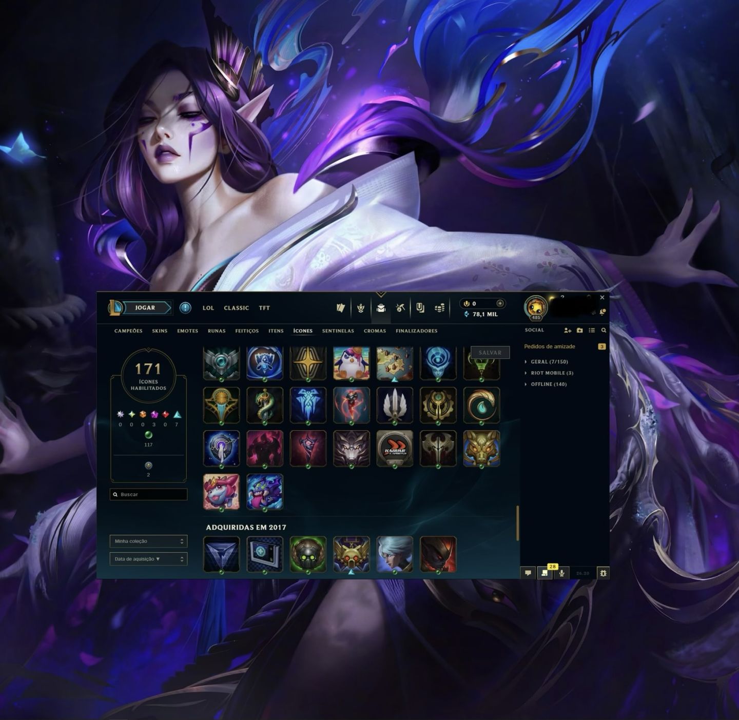 Smurf Vintage LV485 Com Skin Ultimate K/DA + 10 essência mítica