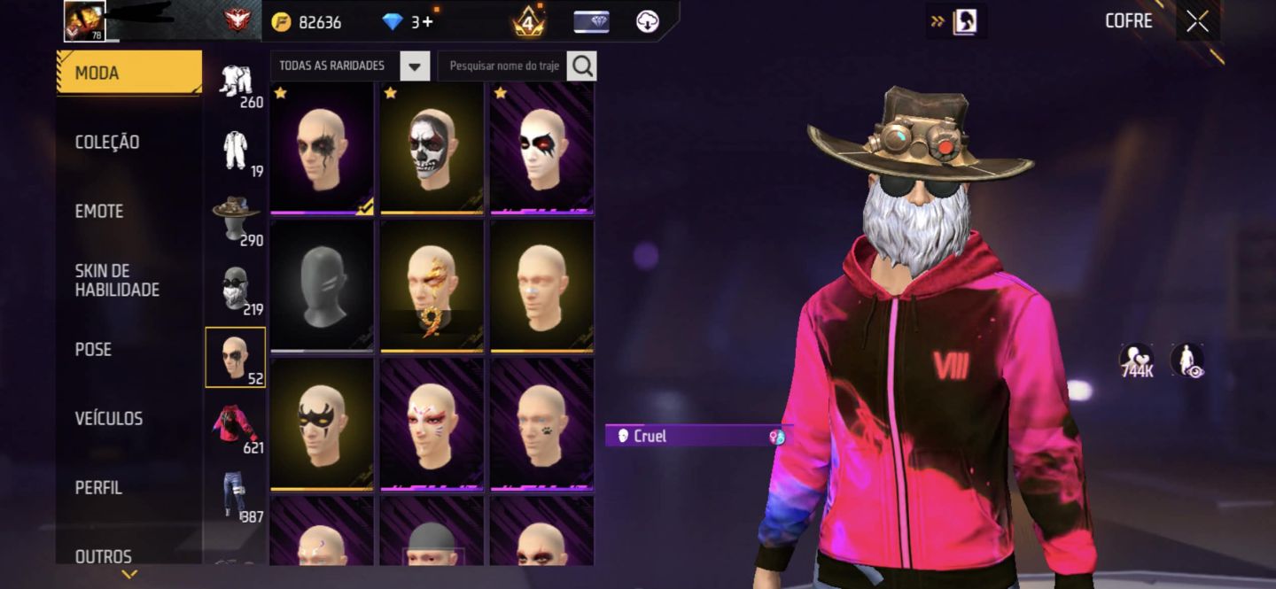 CONTA DE FF GEMADA PASSE STEAMPUNK + FREE FIRE + MESTRE TEMPORADA 8 + PUNHOS
