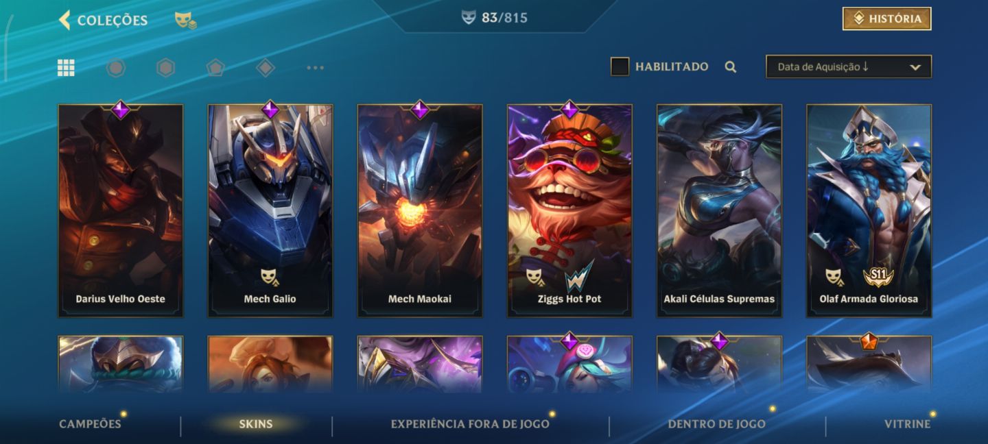 Conta lol com ótimas skins