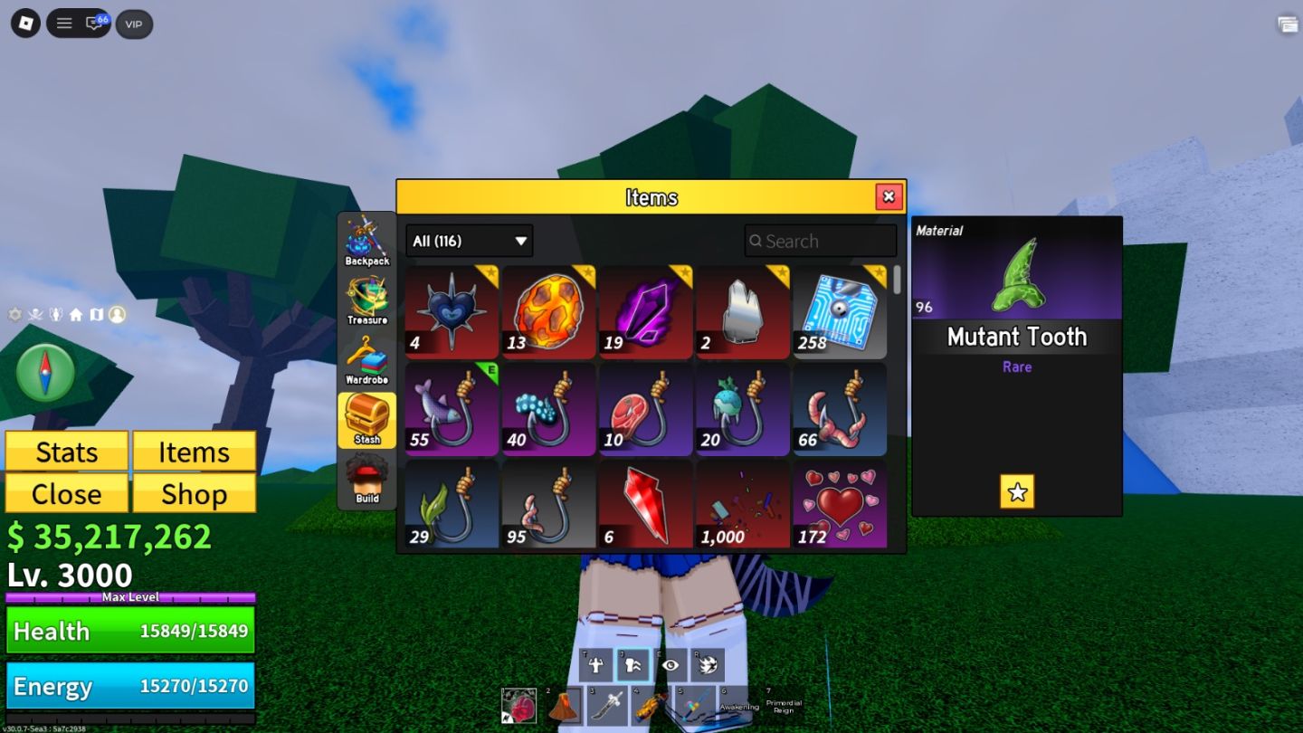 Conta blox fruits frutas perm, diversas espadas/armas e muito dinheiro