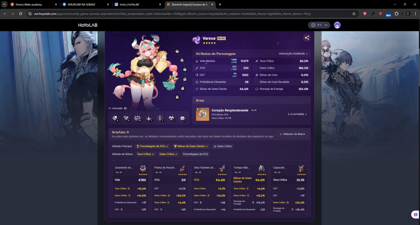Conta AR58 time premium da Varesa e Flins mais personagens T5