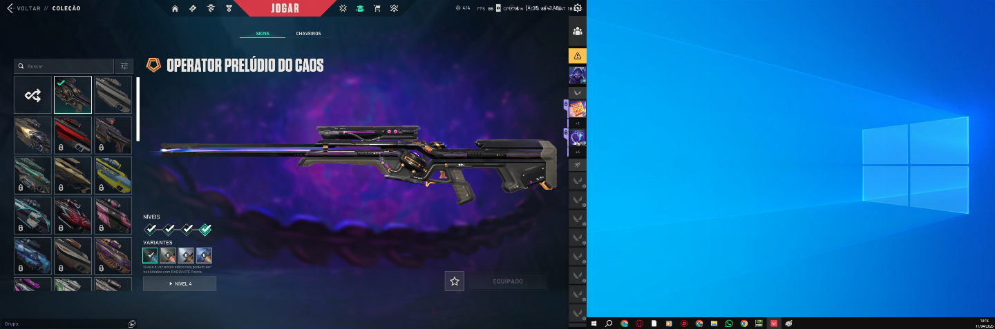 ACC VALORANT PACOTE SAQUEADORA E MUITAS SKINS