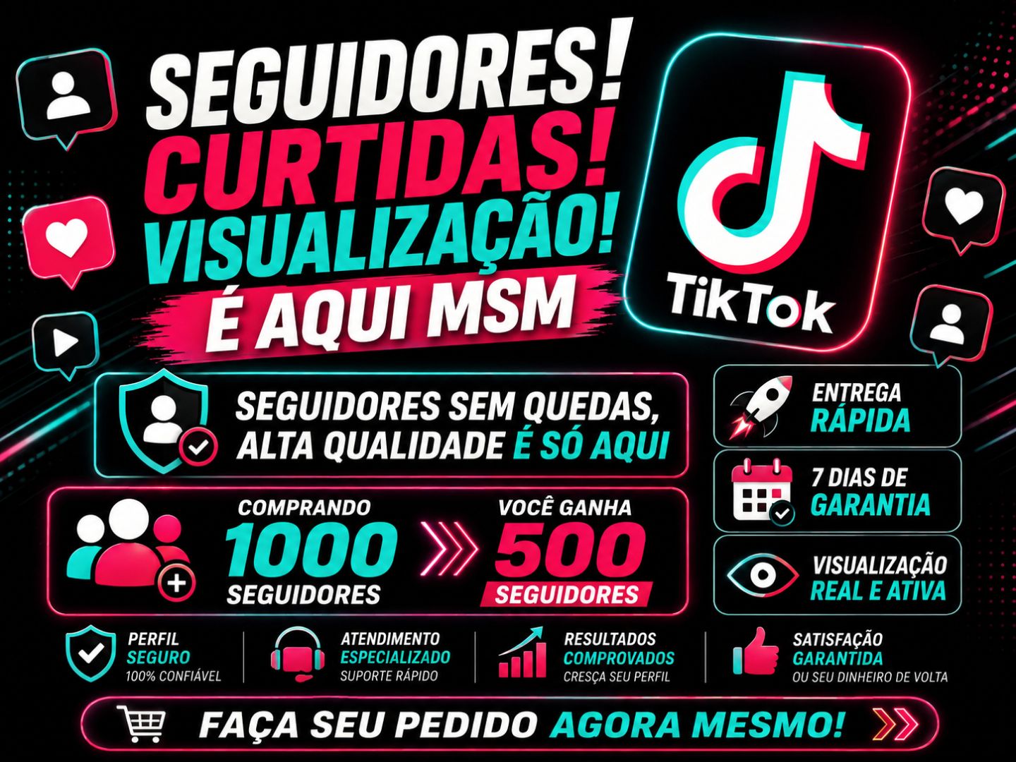 SEGUIDORES/VISUALIZAÇÃO/ CURTIDAS/ TIK TOK