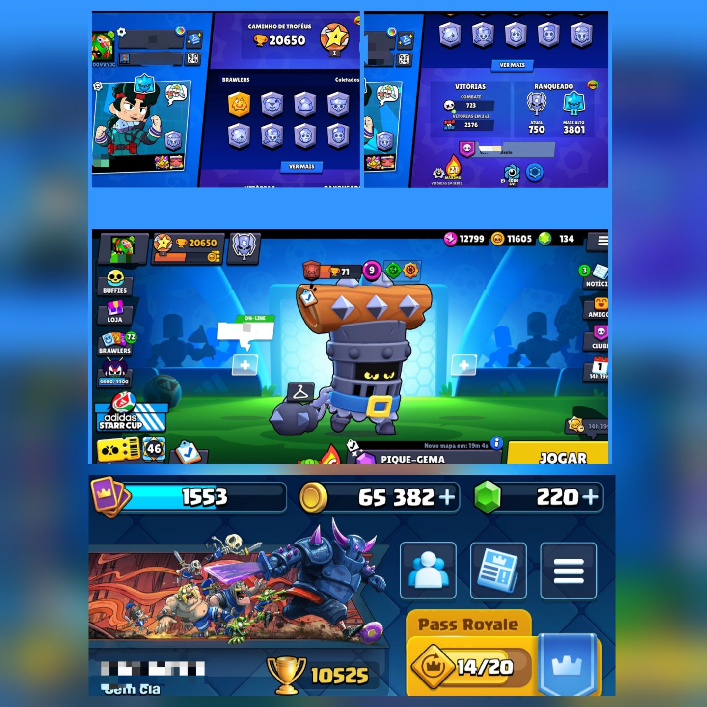 Melhor venda de conta de Clash Royale + Brawl Stars!!