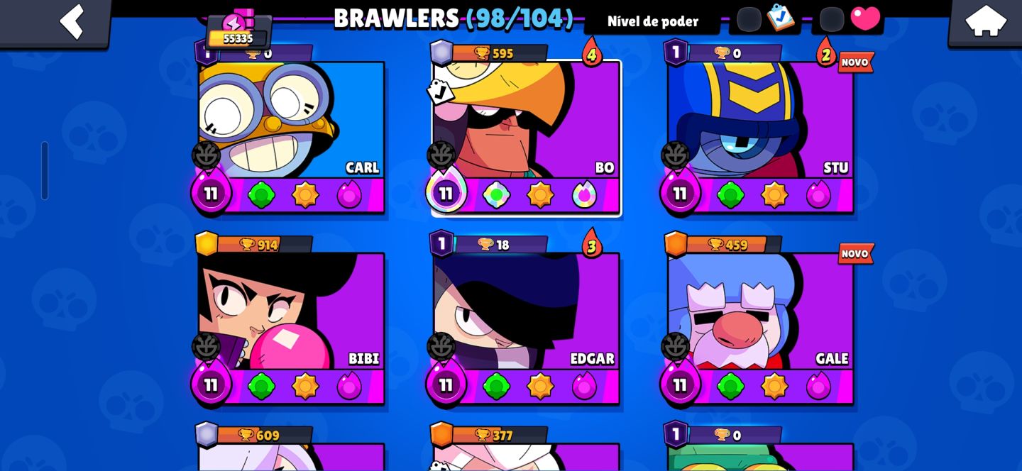 Conta de brawls stars com skins dos antigos passes e skins lendárias