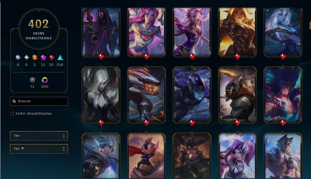 CONTA LOL +400 SKINS DIAMANTE (VALOR NEGOCIÁVEL) LEE E NAMI MITICOS