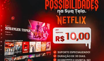 1 Mês (MAIS BARATO)TELA NETFLIX 4K UHD+BRINDE/30Dias/Melhor preço/Entrega Rápida