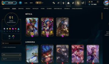 Full Acesso - 91 Skins - 175 Campeões - Level 444 - 115 Mil Essencia Azul