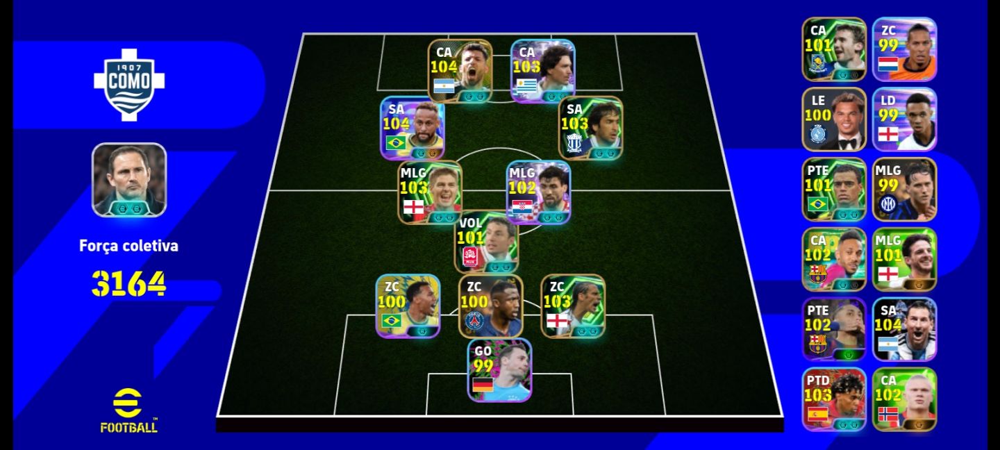 Conta Efootball - Neymar Blitz Curler,Aguero,Raul,Darwin Nunez,Denilson,Gerrard