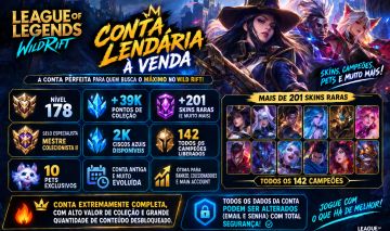 WILD RIFT CONTA LENDÁRIA | LVL 178 +39K PONTOS DE COLEÇÃO