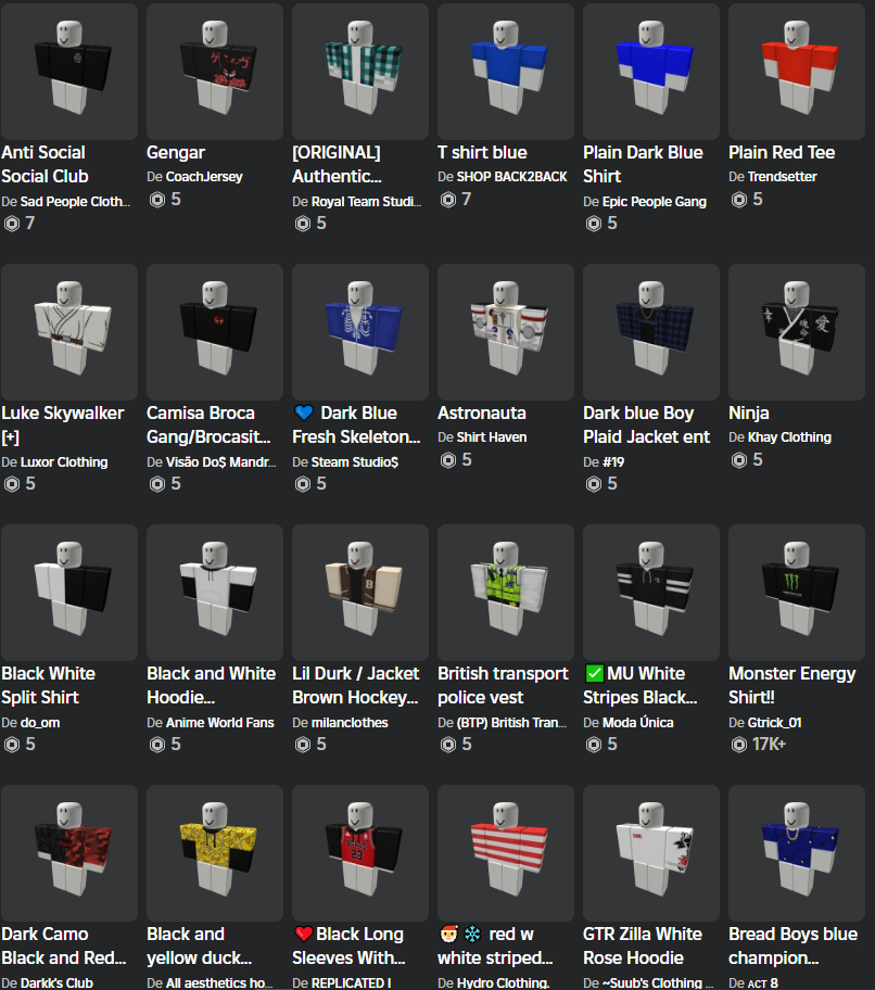 ROBLOX COM VARIOS ITENS EM JOGOS DIFERENTES E CAMISA DE 17K+