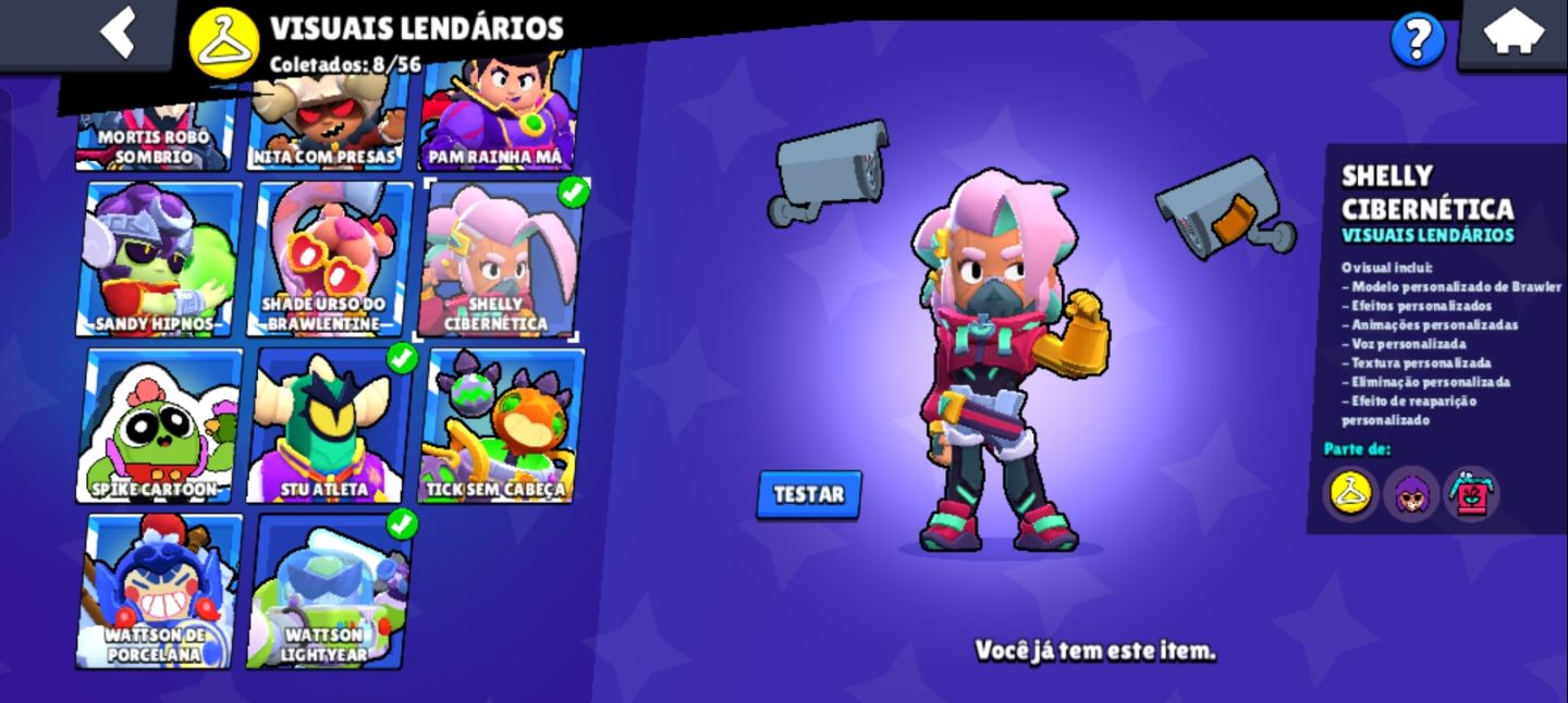 Brawl Stars 107/107 personagem e várias skins